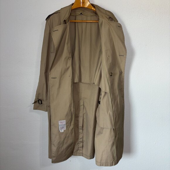 London‎ Fog Maincoats Trench Coat 46R Khaki Belted Zip-In Liner Double Breasted - Picture 6 of 16